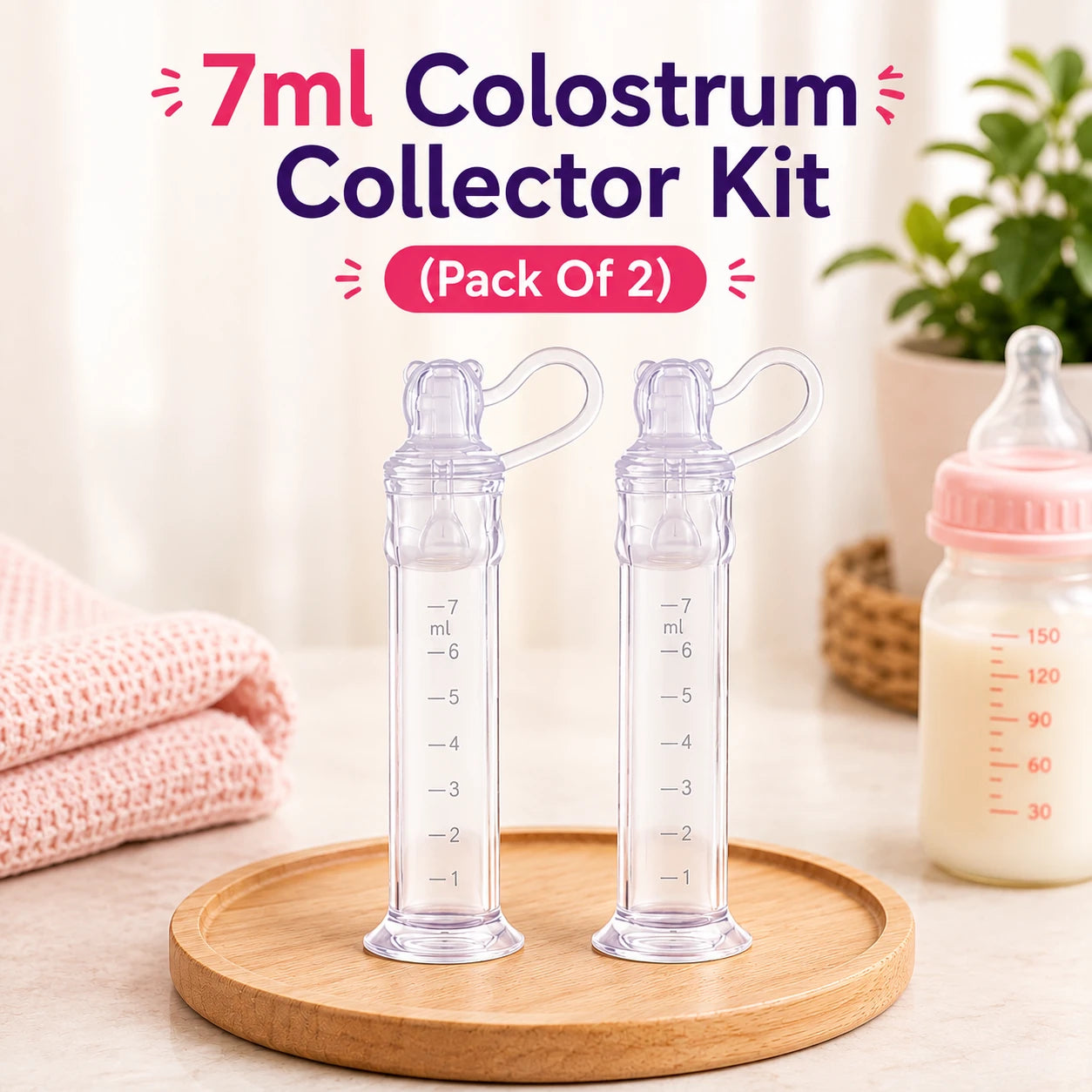 7ml BPA-free silicone colostrum collector kit 2 pack
